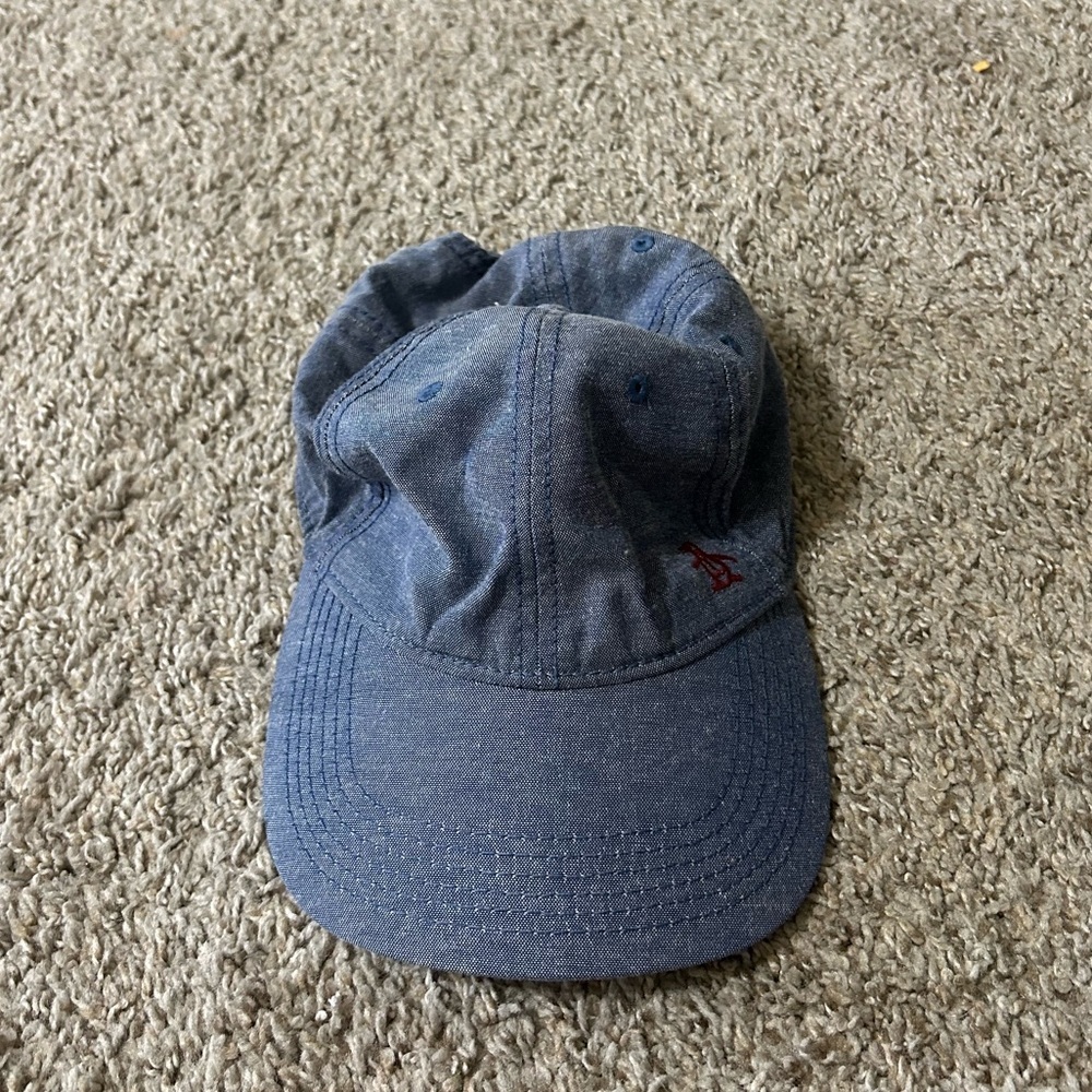 Original Penguin Men's Blue Chambray Embroidered Signature Baseball Cap Outdoor